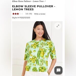 Talbots Lightweight Elbow Sleeve Sweater Size Large with Lemon Trees NWT